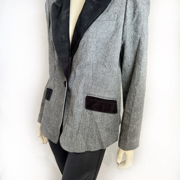 Bloomingdale's Herringbone Blazer Jacket Size 12 - Picture 5 of 8